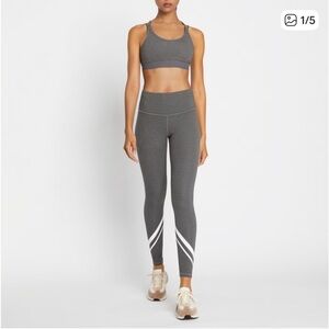 High-Rise Compression Mélange Side-Pocket Chevron Legging Medium Grey